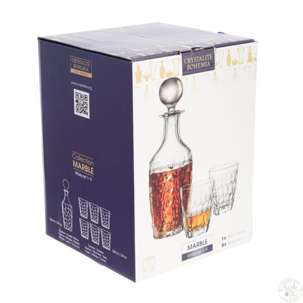 crystalite bohemia marble karaf seti 6lı bardak ve tekli karaf içerir. sunumlarınıza şıklık katacak. ithal çekya kristali, özel üretim