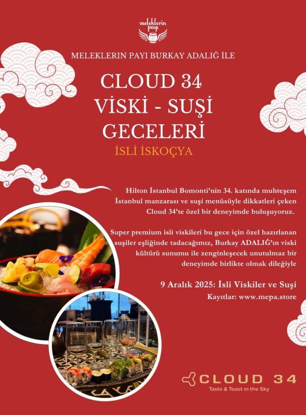Meleklerin Payı x Cloud 34 Viski Suşi Geceleri: İsli İskoçya Viskileri (9 Aralık 2025) - Görsel 1